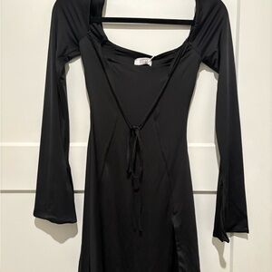 Black mini dress slit on side and halter top